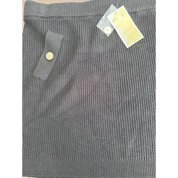 Michael Kors Women's Knit Pull On Mini Skirt Front Welt Logo Buttons Black XXL - Picture 8 of 10